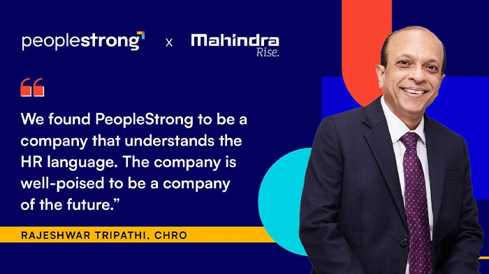 <h4>Creating Business Impact with HR Tech for Mahindra & Mahindra | Rajeshwar Tripathi, CHRO</h4> <p>Rajeshwar Tripathi, CHRO from Mahindra & Mahindra describes how PeopleStrong's HR Expertise and comprehensive HR Tech platform have enabled the company to understand their employees better leading to better business outcomes.</p>