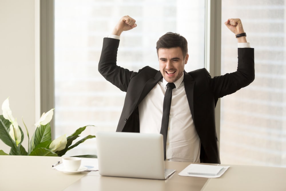 Motivated employee working in office